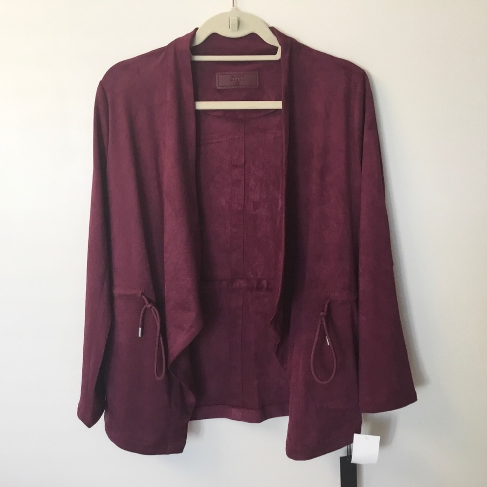 NWT Blank NYC Burgundy Off the Grid Drapey Faux Suede Jacket - XS
